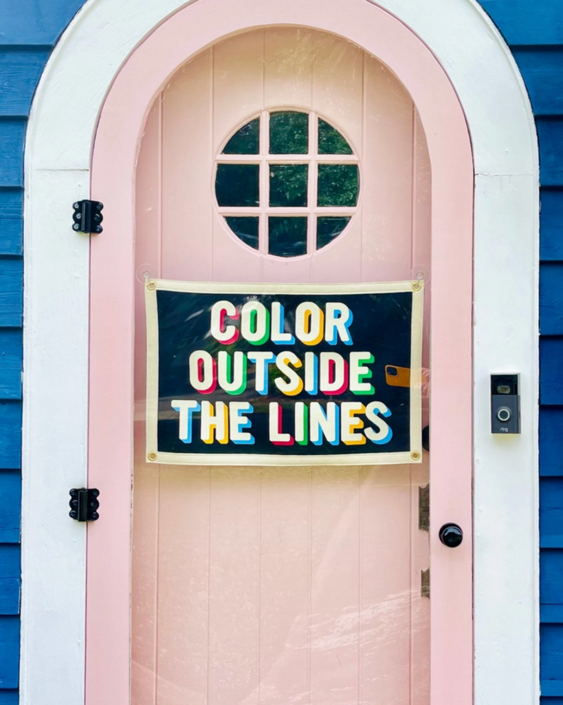 Color outside the lines camp flag by Oxford Pennant sold by Le Monkey House