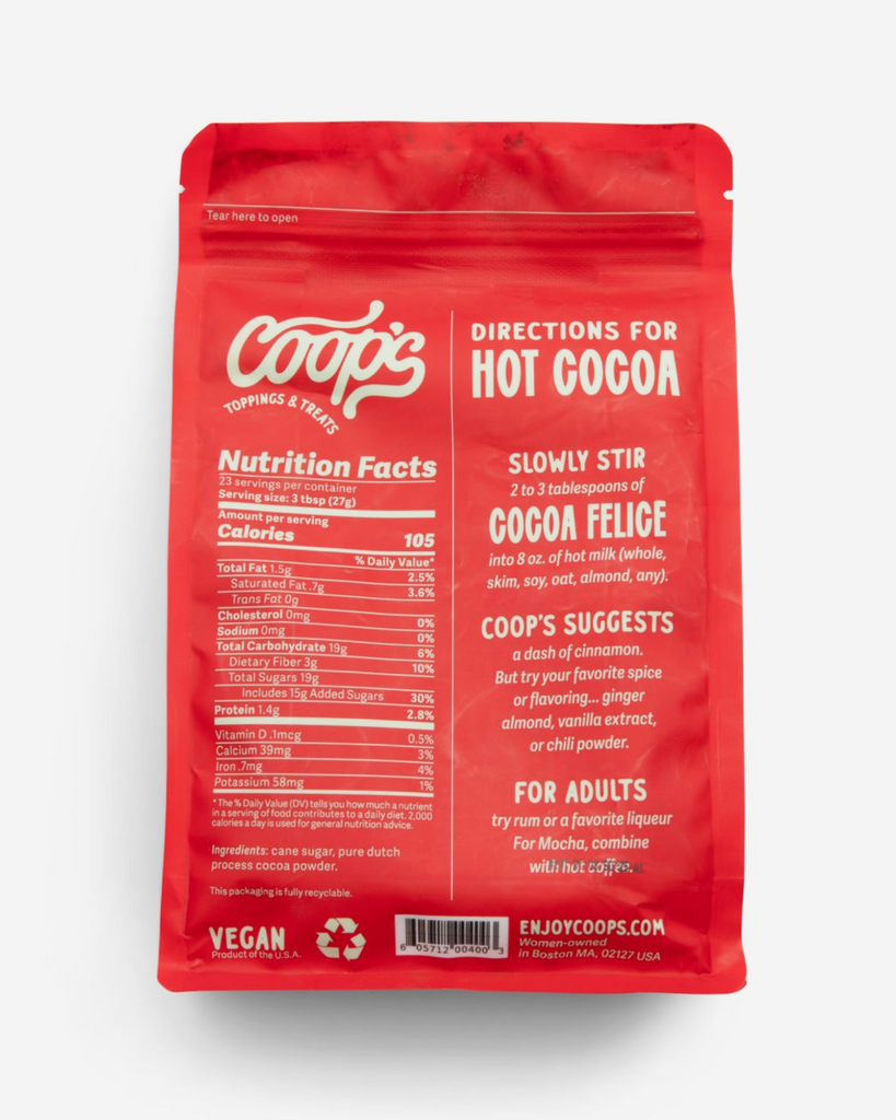 Coop's Cocoa Felice, Hot Chocolate Mix, All Natural, sold by Le Monkey House