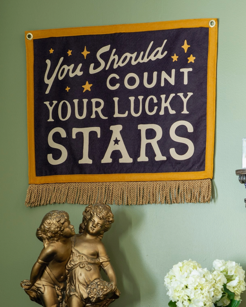You should count your lucky stars camp flag, Sierra Ferrell Lyrics, by Oxford Pennant, sold by Le Monkey House