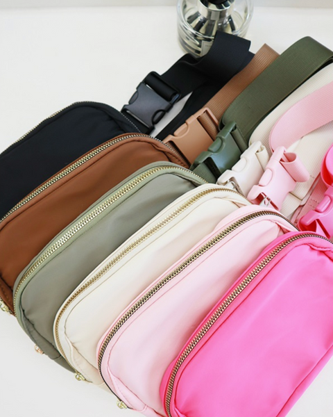 Nylon fanny pack crossbody with buckle sporty by Love & Repeat sold by Le Monkey House