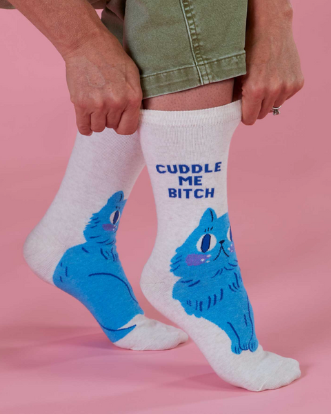 Cuddle me bitch cat lover socks by Blue Q sold by Le Monkey House