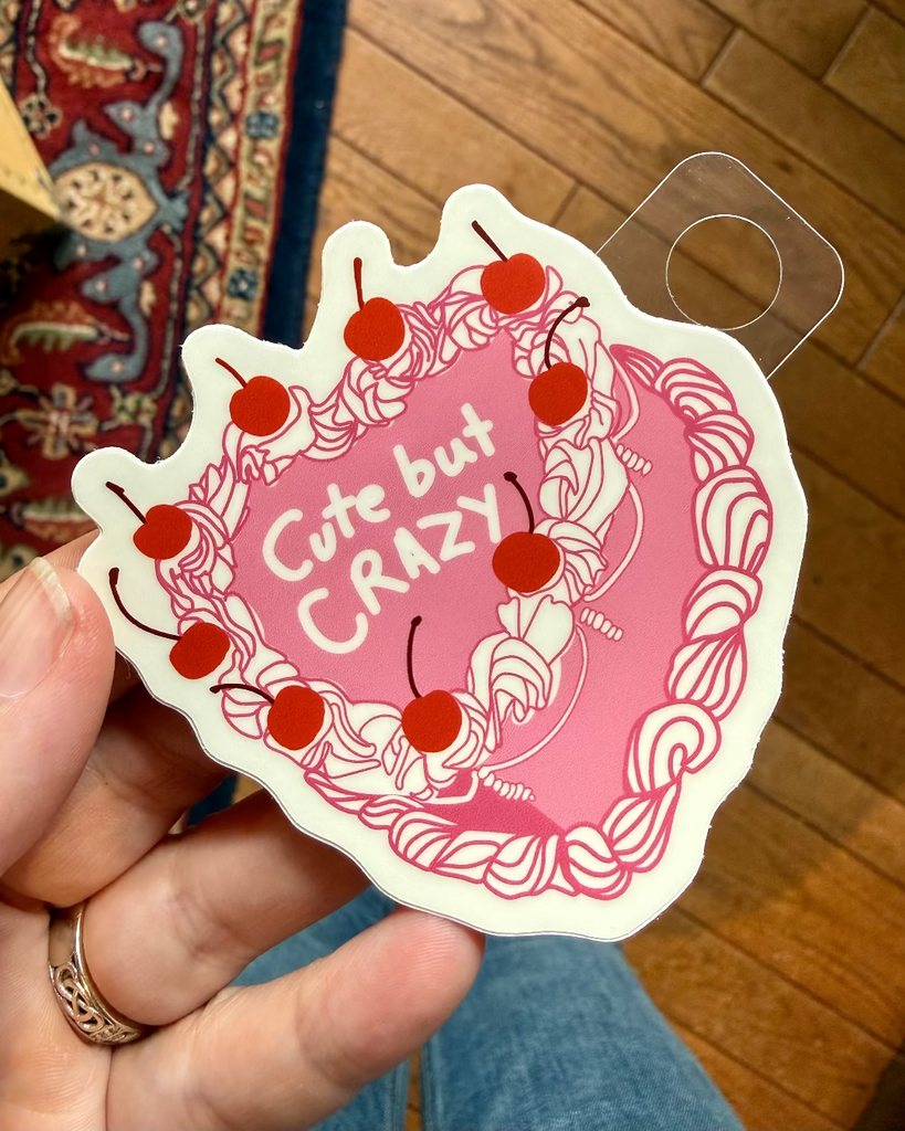 Cute but crazy birthday cake sticker by Juju & Moxie, sold by Le Monkey House