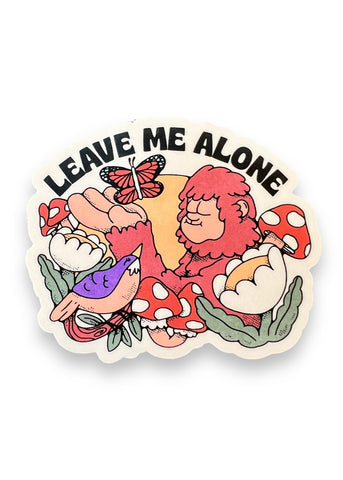 Leave Me Alone Bigfoot Sasquatch Mushroom Nature Sticker by Big Moods, Sold by Le Monkey House