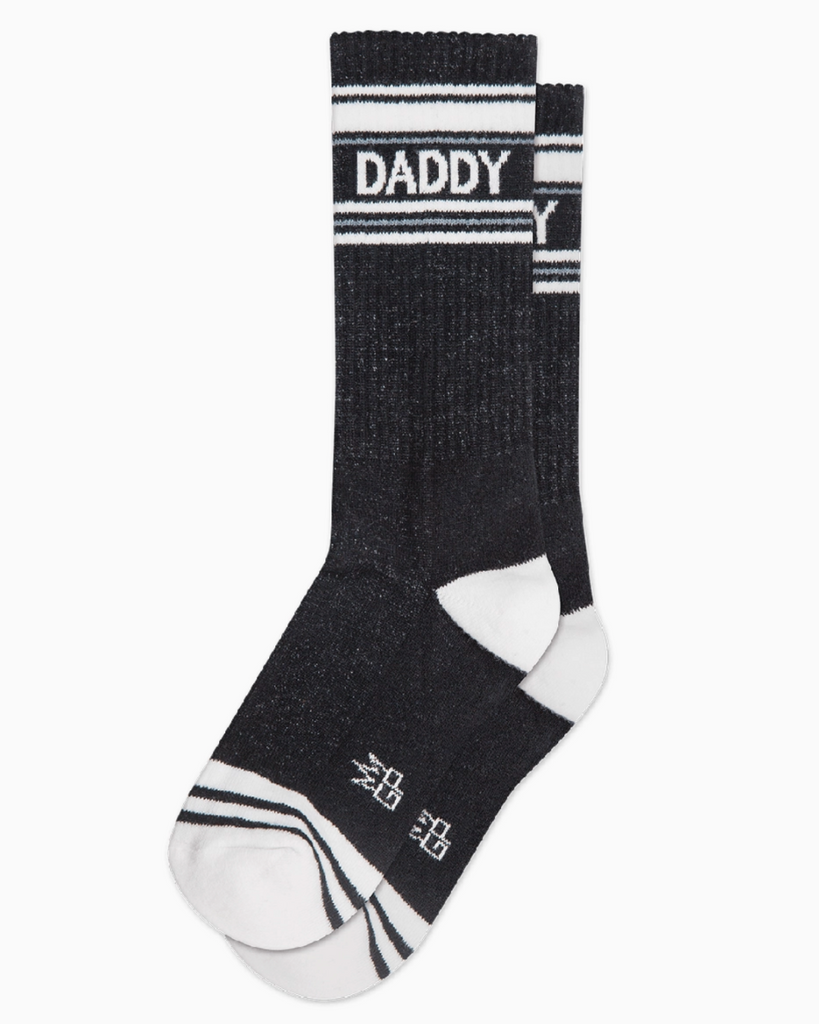 Daddy black and white crew gym socks by Gumball Poodle sold by Le Monkey House