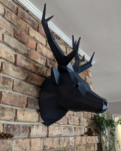 Dark Gray DIY deer head paper puzzle by Papercraft sold by Le Monkey House