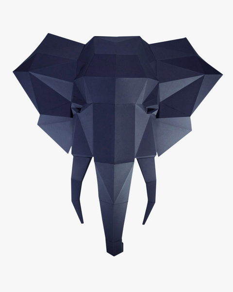 Dark gray paper puzzle DIY papercraft elephant head sold by Le Monkey House
