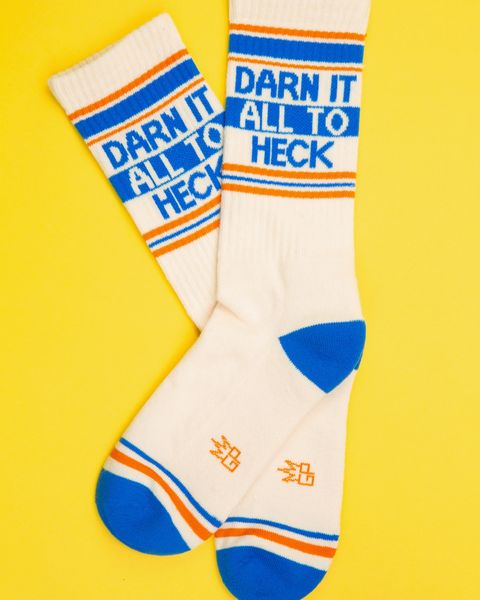 Darn it all to heck gym socks by Gumball Poodle Sold by Le Monkey House