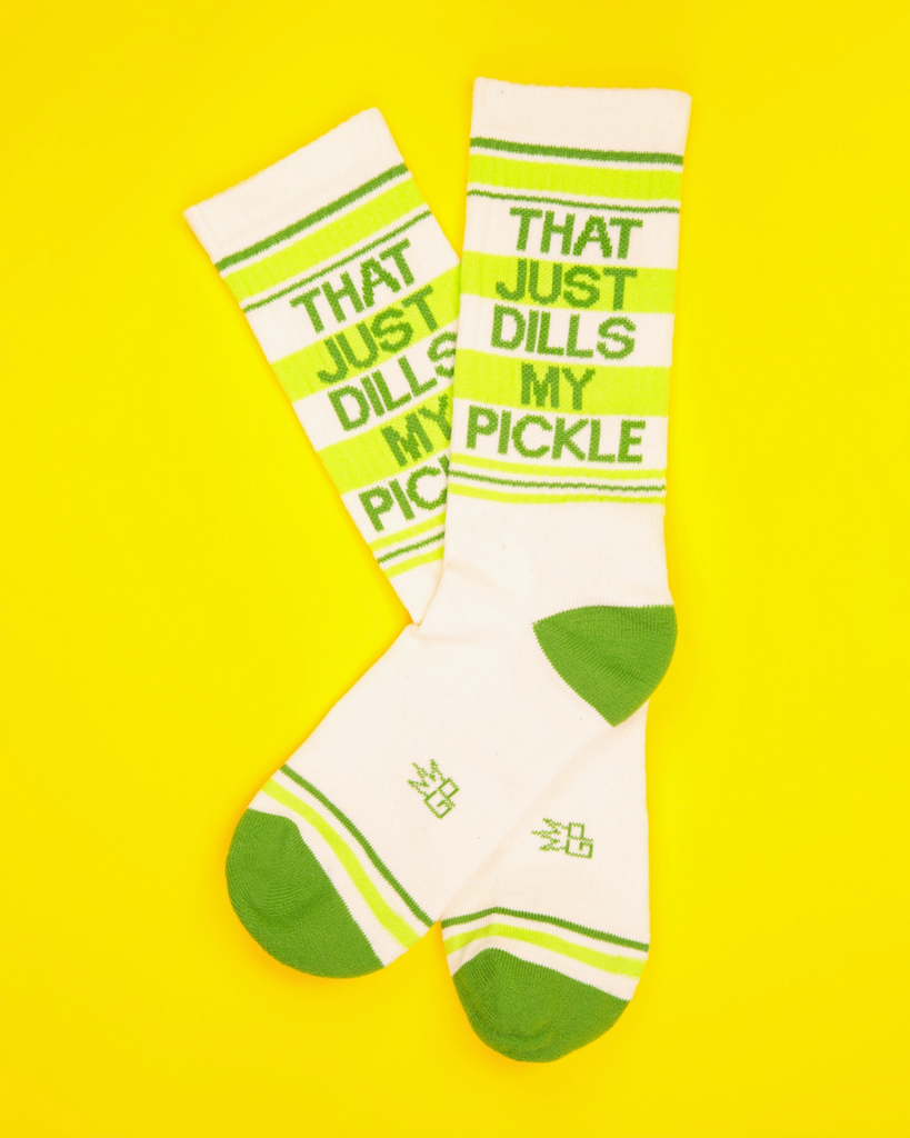 Well that just dills my pickle retro vintage style gym socks by Gumball Poodle sold by Le Monkey House