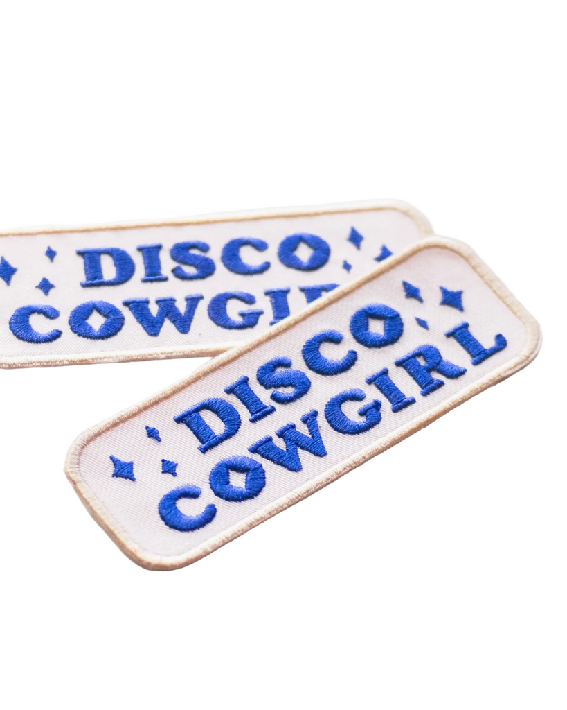 Disco cowgirl embroidered iron on patch by Union Made sold by Le Monkey House