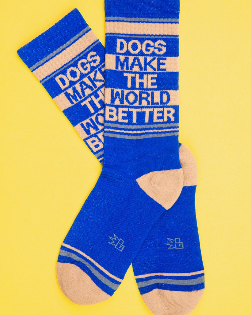 Dogs make the world better gym socks by Gumball Poodle Sold by Le Monkey House