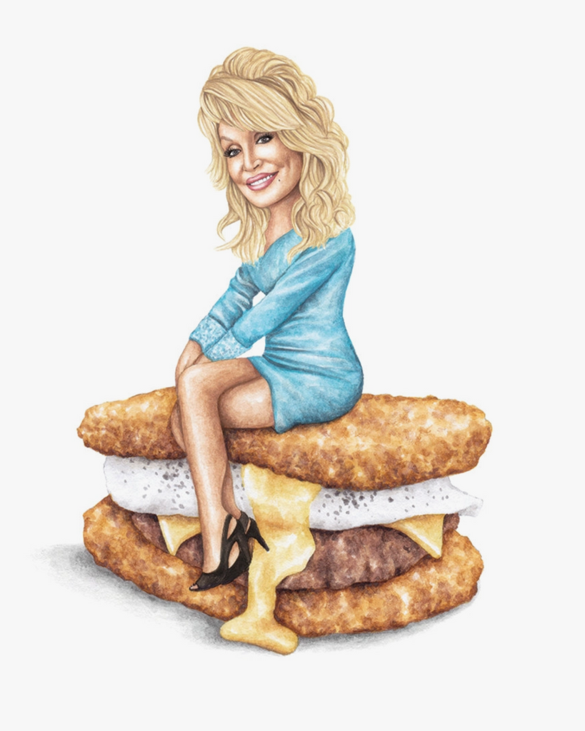 Dolly Parton celebs on Sandwiches 8x10 watercolor print sold by Le Monkey House