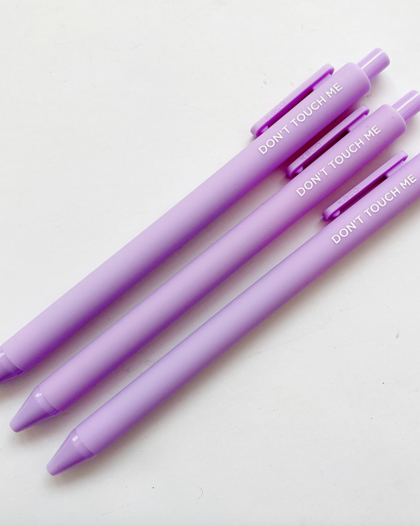 Lavender click top pen, Don't Touch Me by Calliope Pencil Factory Sold by Le Monkey House