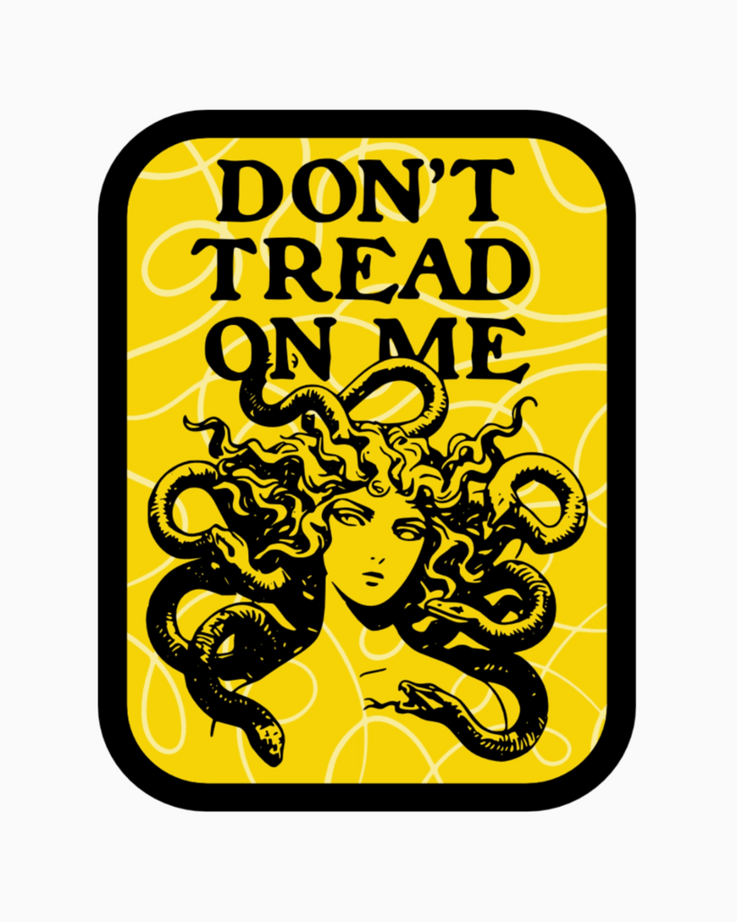 Don't tread on me Medusa black and yellow vinyl sticker by Juju & Moxie, sold by Le Monkey House
