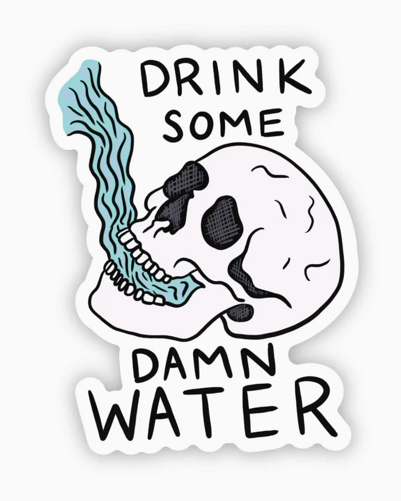 Drink Some Damn Water Sticker by Big Moods sold by Le Monkey House