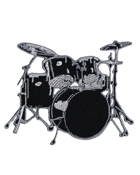 Black and white drum set kit Patch by Square Deal Recordings sold by Le Monkey House