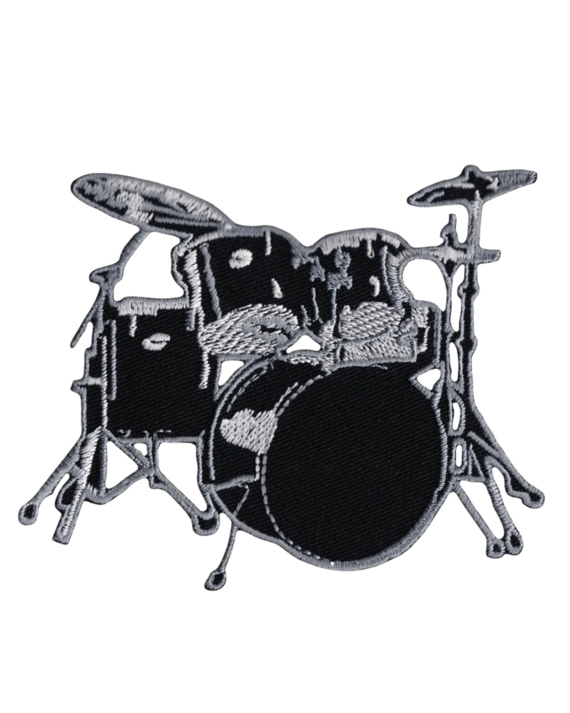 Black and white drum set kit Patch by Square Deal Recordings sold by Le Monkey House