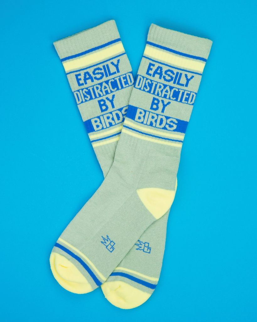 Easily Distracted by Birds retro style gym socks by Gumball Poodle sold by Le Monkey House