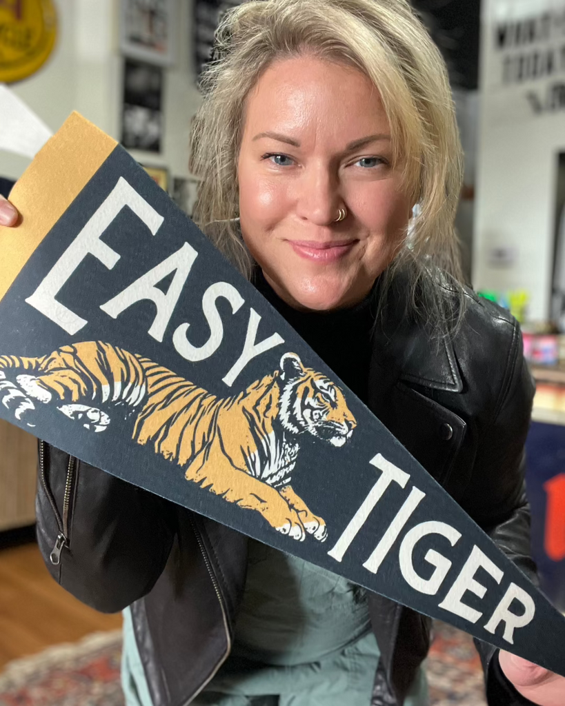 Vintage style easy tiger felt printed pennant by Benoit's Design Co sold by Le Monkey House