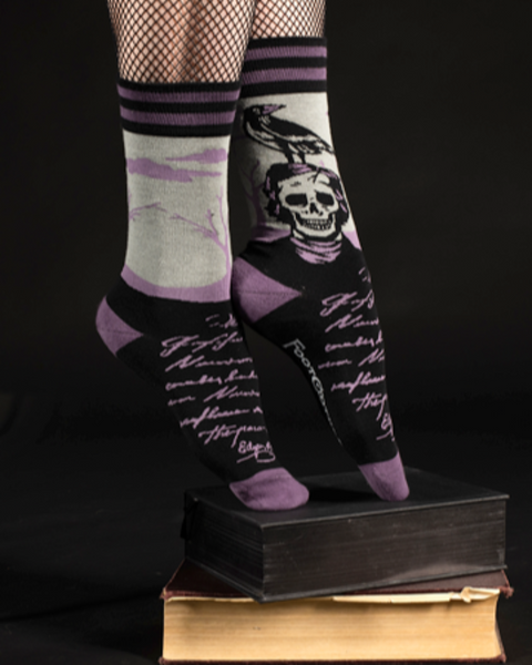 Edgar Allan Poe, The Raven socks by Footclothes, Colorado Sold by Le Monkey House