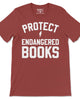 Protect endangered books t shirt designed printed and sold by Le Monkey House in Culpeper, Virginia