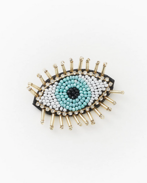 Beaded evil eye brooch by Matr Boomie sold by Le Monkey House
