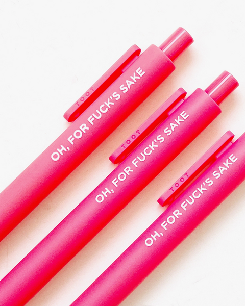 Oh For Fuck's Sake Pink click top pen by Calliope Pencil Factory Sold by Le Monkey House