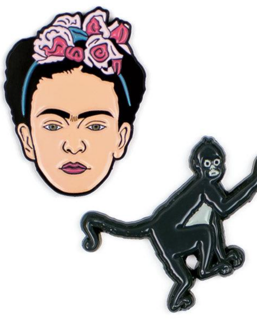 Frida Kahlo and her monkey enamel pin set, by Unemployed Philosophers Guild, sold by Le Monkey House