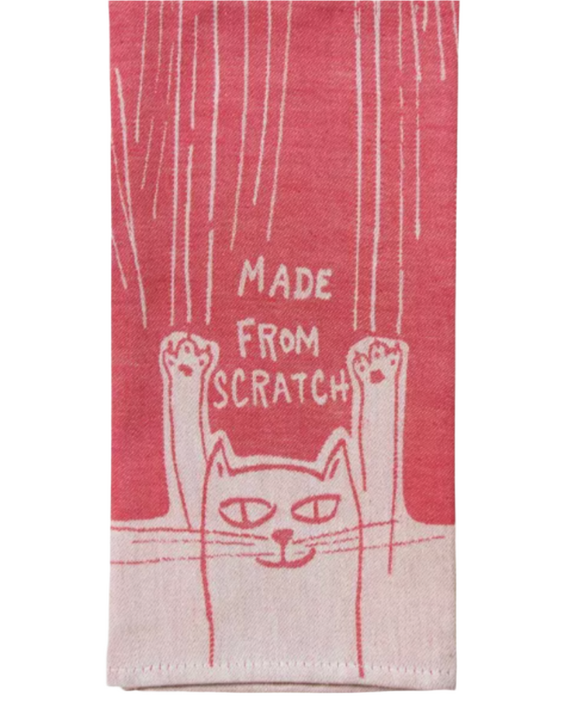Made from scratch kitty cat woven dish towel by Blue Q sold by Le Monkey House
