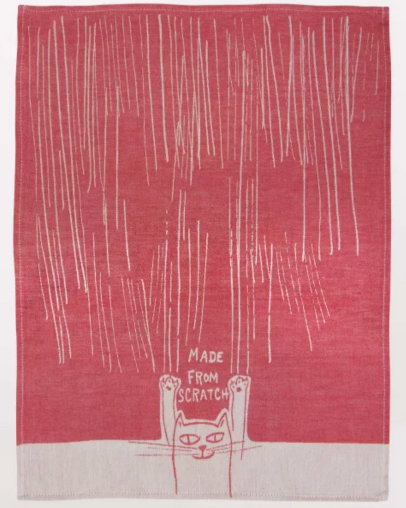 Made from scratch kitty cat woven dish towel by Blue Q sold by Le Monkey House