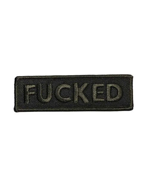 Fucked black on black embroidered iron on patch by Shitty stuff sold by Le Monkey House