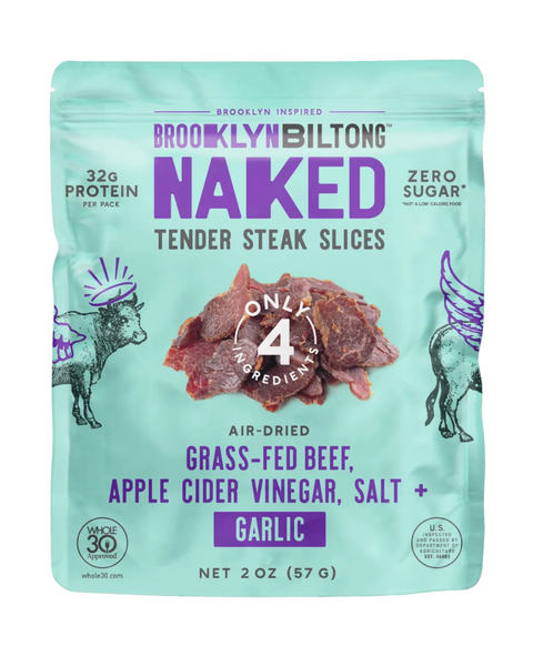 Tender Steak Slices, Garlic Biltong, Brooklyn Biltong, Beef Jerky, sold by Le Monkey House