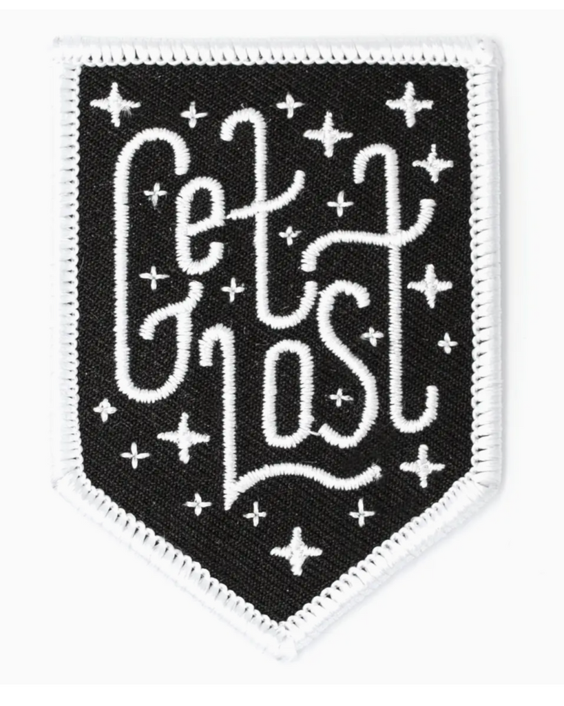 Get lost black and white embroidered iron on patch by These are things sold by Le Monkey House