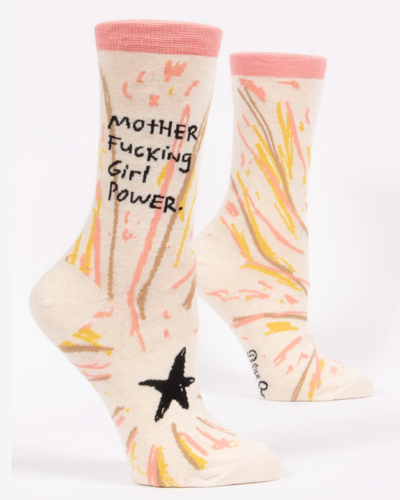 Mother fucking girl power women's crew socks by Blue Q sold by Le Monkey House