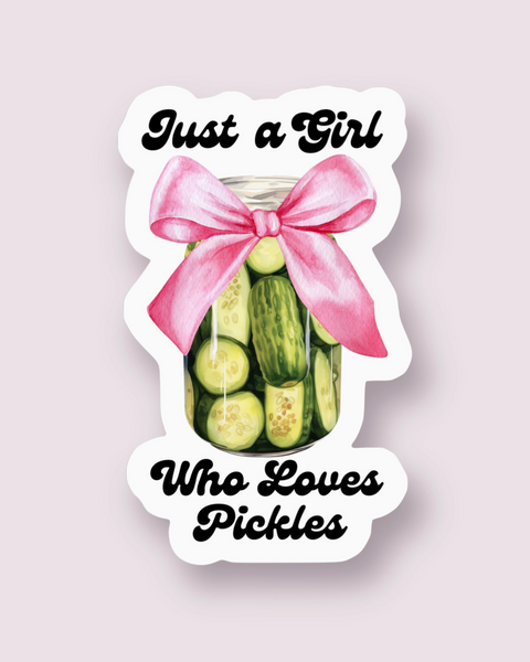 Just A Girl Who Loves Pickles Sticker by Ace the pitmatian sold by Le Monkey House