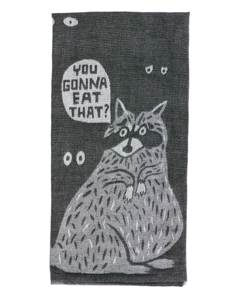 You gonna' eat that woven dish towel by Blue Q sold by Le monkey House