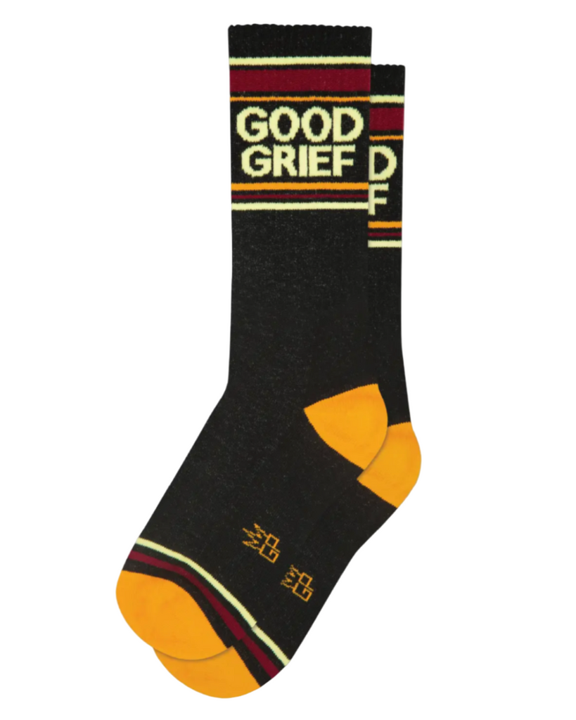 Good Grief retro gym socks by Gumball Poodle sold by Le Monkey House