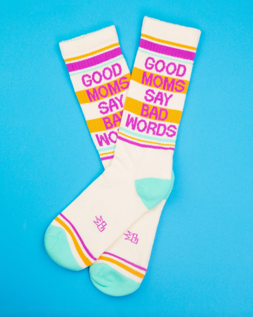 Good moms say bad words retro vintage style gym socks by Gumball poodle sold by Le Monkey House