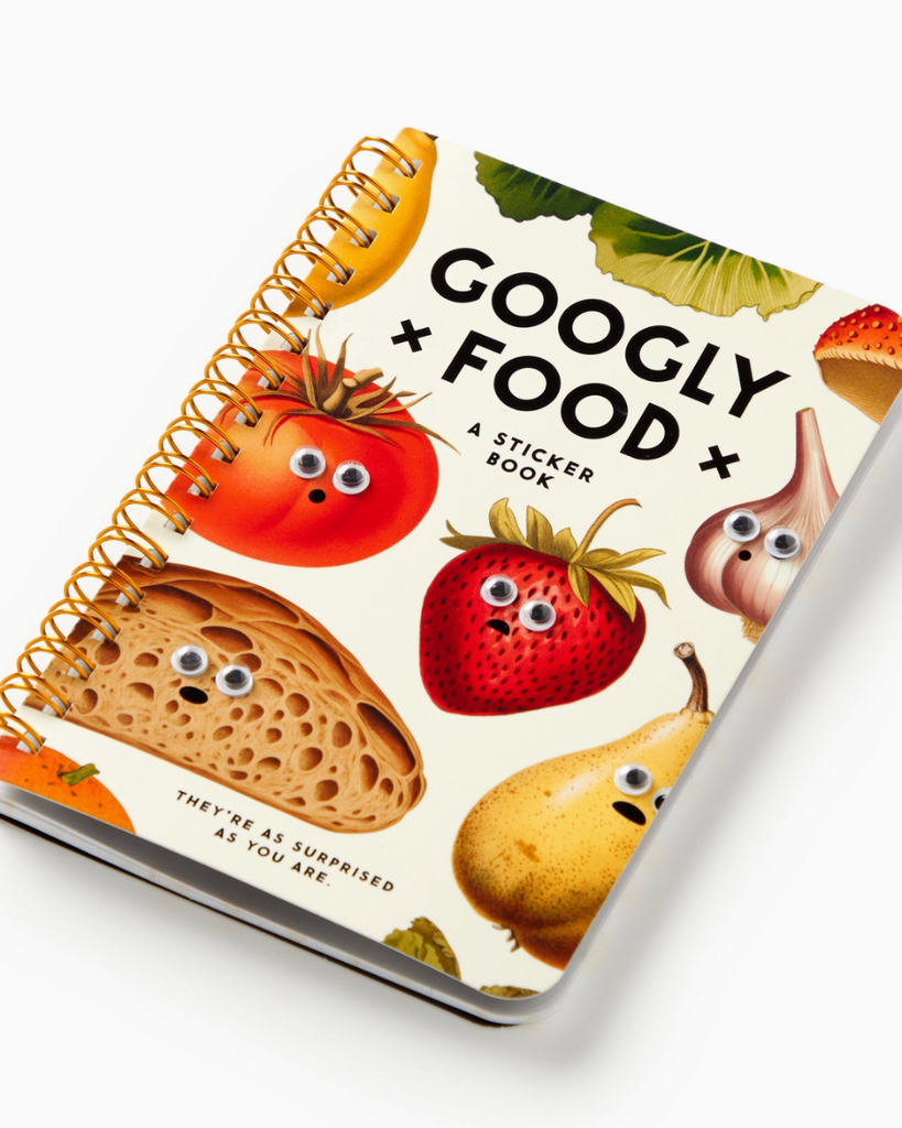 Googly food sticker book by Brass Monkey sold by Le Monkey House
