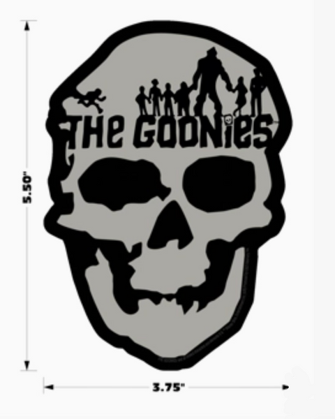 The goonies skull sticker from square deal recordings sold by Le Monkey House