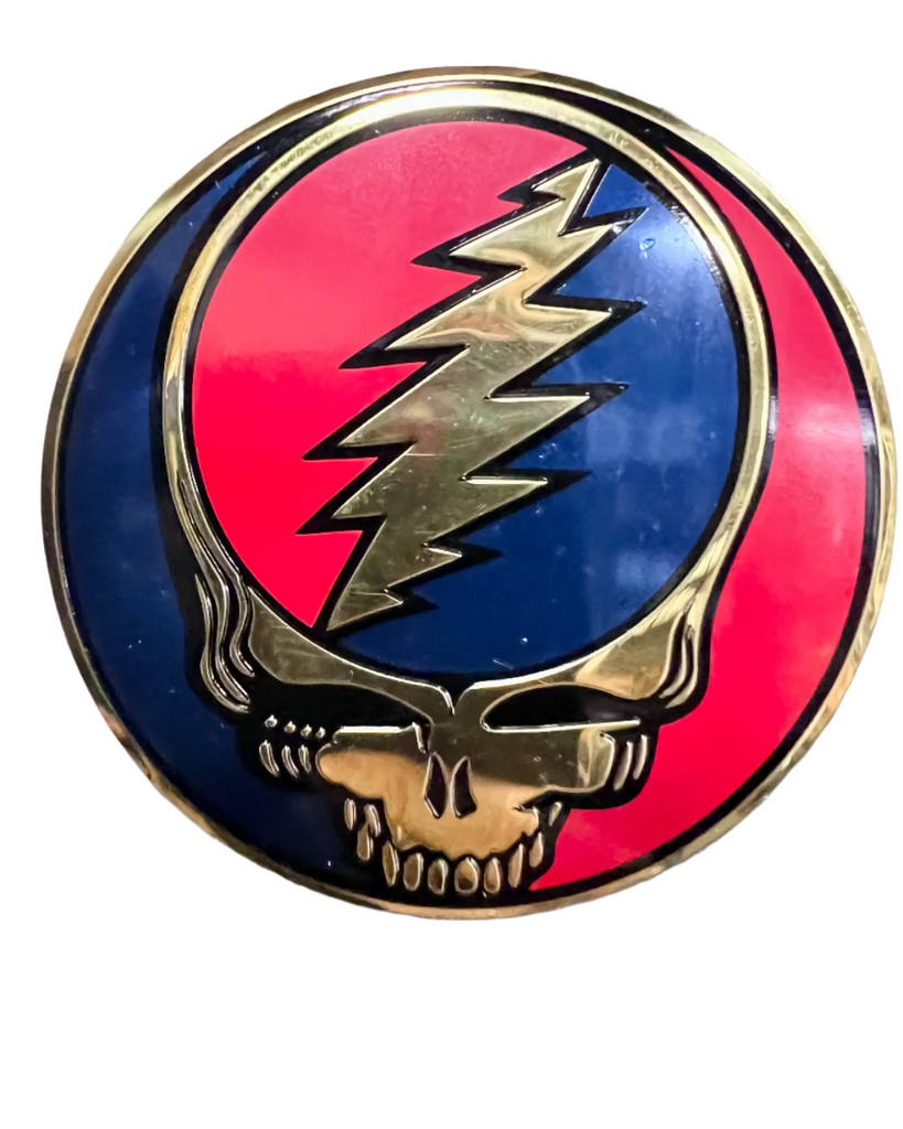 Grateful dead band logo gold metal emblem sticker by Square Deal Recordings sold by Le Monkey House