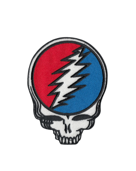 Grateful Dead skull logo lightning bolt embroidered iron on patch by Square deal recordings sold by Le Monkey House