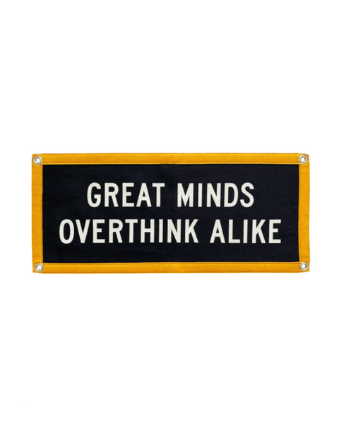 Great minds overthink alike black and yellow camp flag by Oxford Pennant sold by Le Monkey House