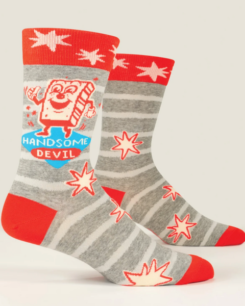 Handsome devil men's socks by Blue Q sold by Le Monkey House Culpeper, Virginia