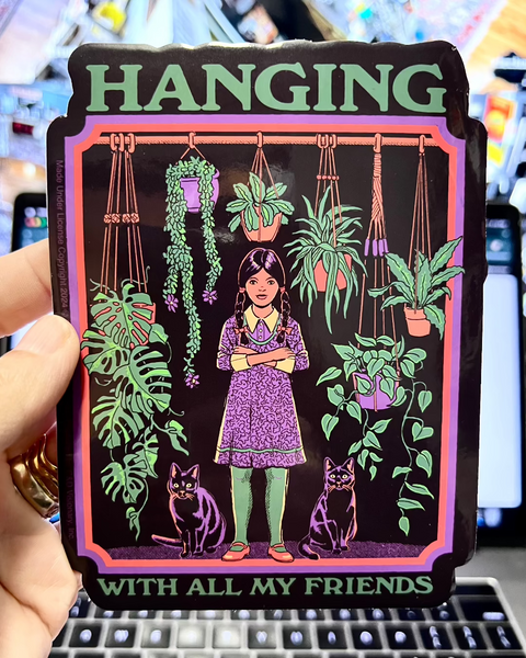 Hanging with all my friends plant lover cat mom sticker by Square Deal Recordings sold by Le Monkey House