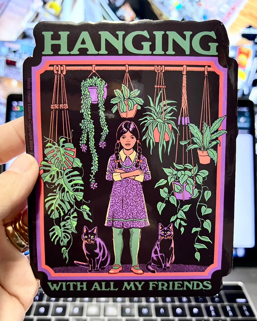 Hanging with all my friends plant lover cat mom sticker by Square Deal Recordings sold by Le Monkey House