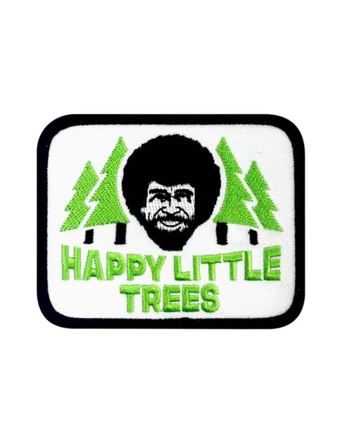 Bob Ross, Artist, Painter, Happy little trees twill embroidered iron on patch by We Big Moto sold by Le Monkey House