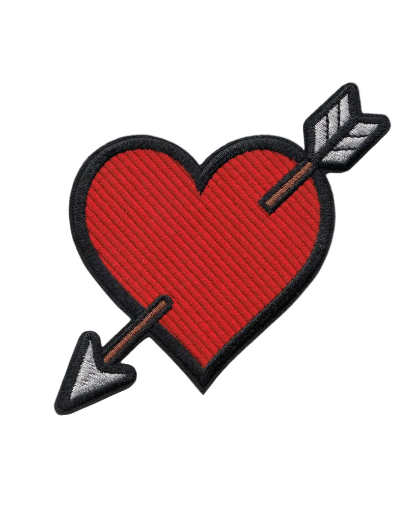 Heart with arrow embroidered iron on patch by square deal recordings sold by Le Monkey House