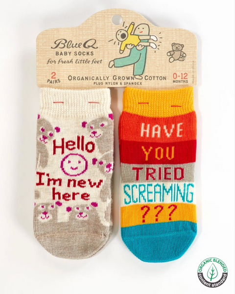 Hello I'm new here, have you tried screaming baby socks by Blue Q sold by Le Monkey House