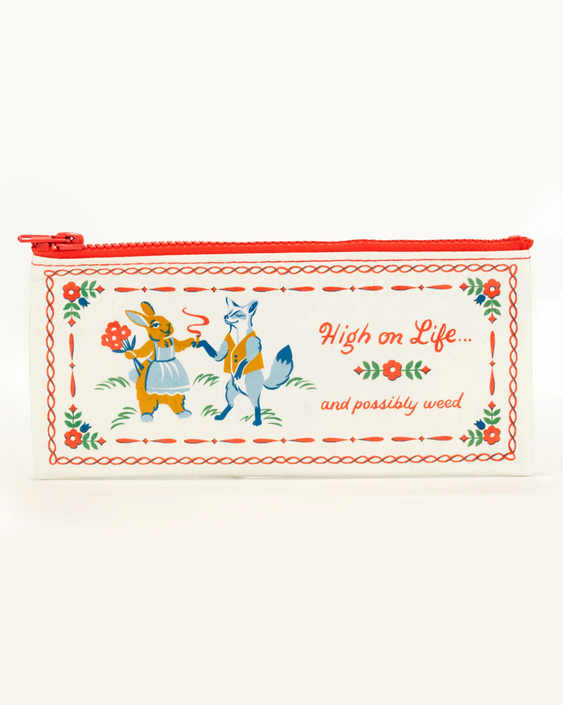 High on life and possibly weed pencil case by Blue Q sold by Le Monkey House