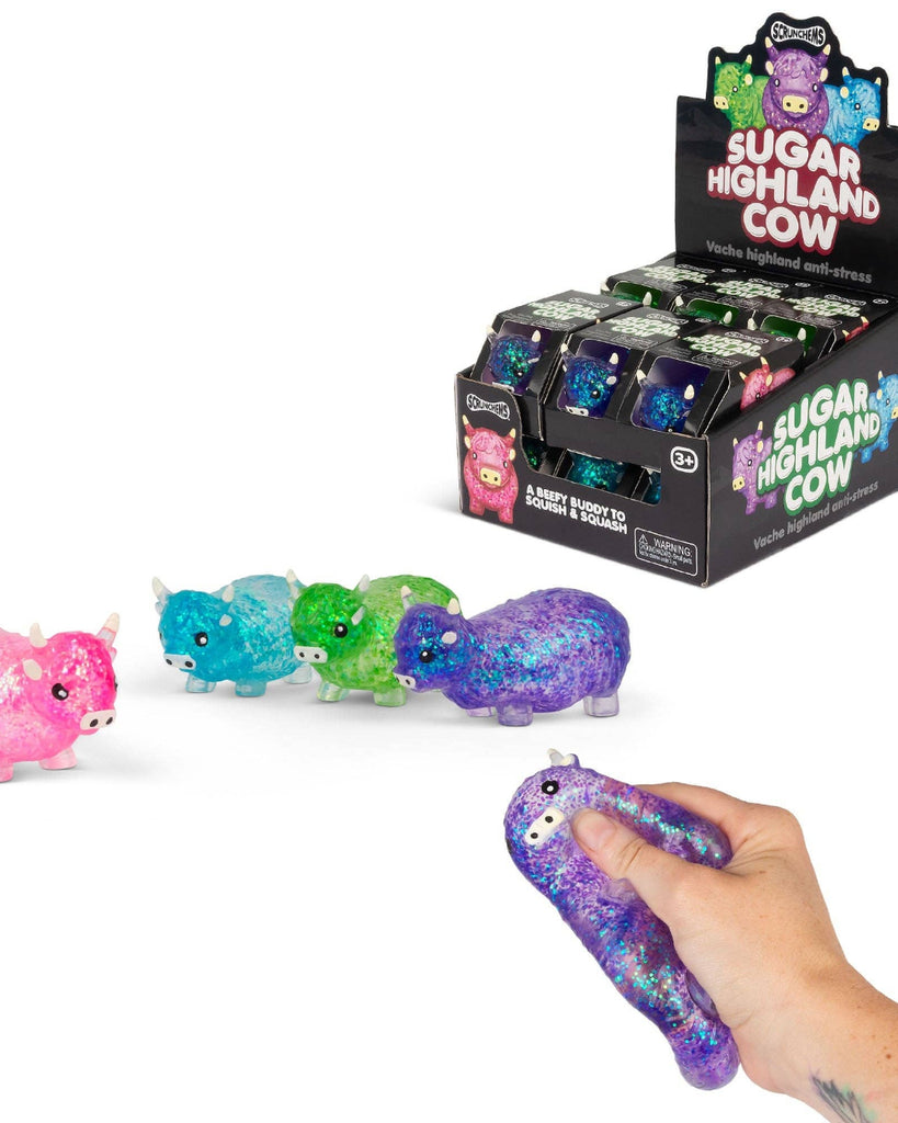 Sugar Highland Cow glitter squishy by Scrunchems, sold by Le Monkey House